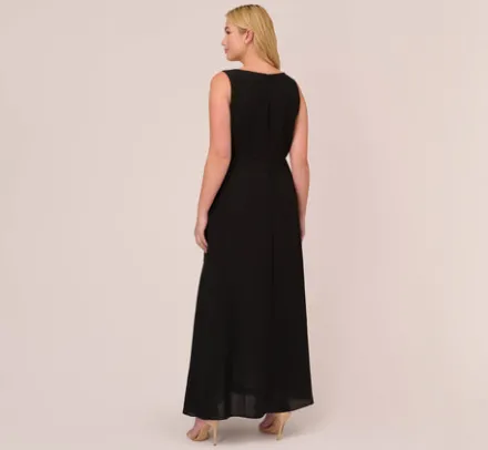 Adrianna Papell Jumpsuits|Day Dresses*Plus Size Colorblock Jumpsuit With Skirt Overlay In Black Ivory