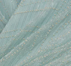 Adrianna Papell Wedding Guest Dresses|Formal Dresses*Plus Size Crinkle Metallic Gown With Sheer Bishop Sleeves And Draped Details In Mint Smoke
