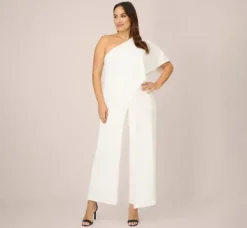 Adrianna Papell Jumpsuits|Formal Dresses*Plus Size Flutter One Shoulder Jumpsuit In