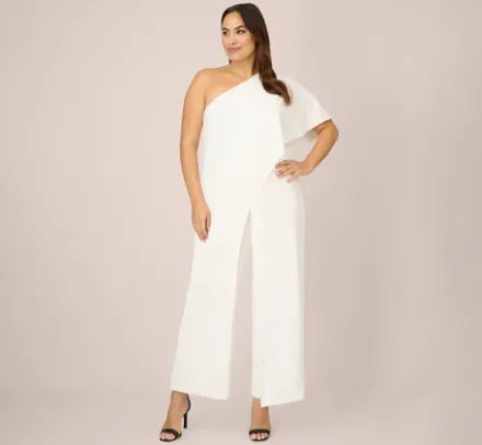 Adrianna Papell Jumpsuits|Formal Dresses*Plus Size Flutter One Shoulder Jumpsuit In