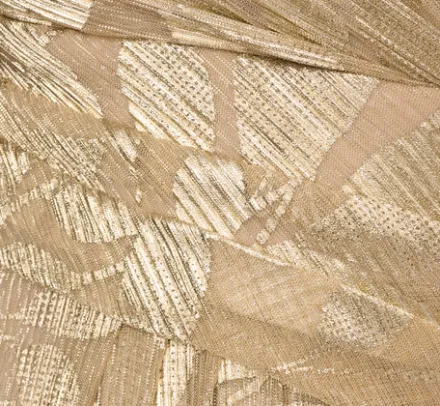 Adrianna Papell Wedding Guest Dresses|Formal Dresses*Plus Size Foil Leaf Short Sleeve Gown With Draped Details In Champagne Gold