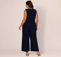 Adrianna Papell Jumpsuits|Day Dresses*Plus Size Jersey Sleeveless Pintuck Jumpsuit With Wide Legs In