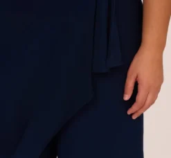 Adrianna Papell Jumpsuits|Day Dresses*Plus Size Jersey Sleeveless Pintuck Jumpsuit With Wide Legs In
