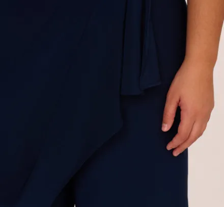 Adrianna Papell Jumpsuits|Day Dresses*Plus Size Jersey Sleeveless Pintuck Jumpsuit With Wide Legs In