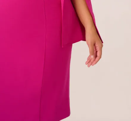 Adrianna Papell Wedding Guest Dresses|Day Dresses*Plus Size Knit Crepe Jewel Short Dress In Berry Rose