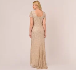 Adrianna Papell Wedding Guest Dresses|Formal Dresses*Plus Size Scoop Back Sequin Gown In