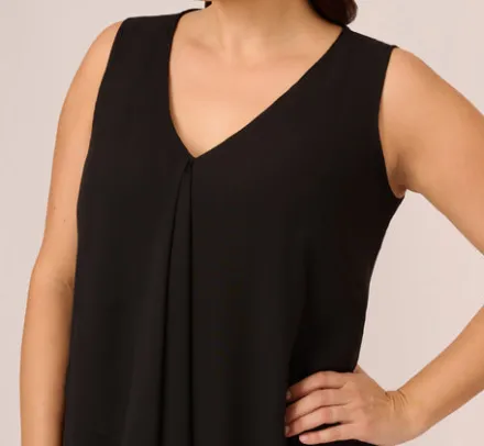 Adrianna Papell Wedding Guest Dresses|Day Dresses*Plus Size Sleeveless Chiffon Dress With Cascading Details In
