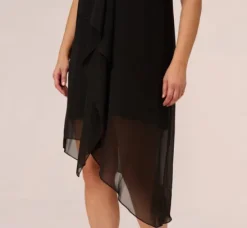 Adrianna Papell Wedding Guest Dresses|Day Dresses*Plus Size Sleeveless Chiffon Dress With Cascading Details In