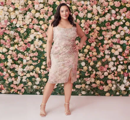 Adrianna Papell Wedding Guest Dresses|Day Dresses*Plus Size Sleeveless Floral Matelasse Sheath Dress With Pleated Details In Rose Multi