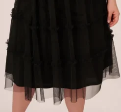 Adrianna Papell Wedding Guest Dresses|Petite-Friendly*Plus Size Sleeveless Midi Dress With Square Neck And Tiered Skirt In
