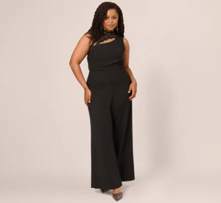Adrianna Papell Jumpsuits|Formal Dresses*Plus Size Sleeveless Wide Leg Jumpsuit With Lace Neckline In
