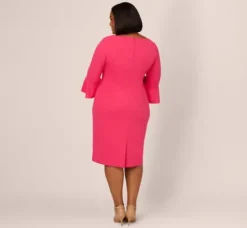 Adrianna Papell Wedding Guest Dresses|Day Dresses*Plus Size Stretch Knit Crepe Tie-Front Midi-Length Sheath Dress In