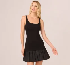 Adrianna Papell Wedding Guest Dresses|Day Dresses*Ponte Taffeta Drop Waist Flounce Dress In