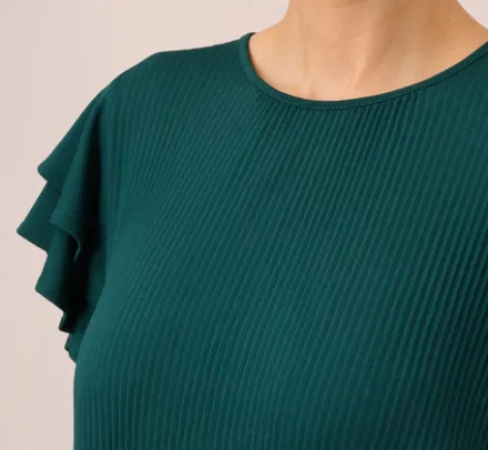 Adrianna Papell Tops & Blouses*Printed Top With Double Ruffle Short Sleeves In