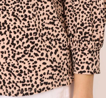 Adrianna Papell Tops & Blouses|Co-Ord Sets*Printed V Neck Top With Cuffed Three Quarter Sleeves In Tan Shadow Leopard