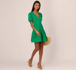 Adrianna Papell Wedding Guest Dresses|Day Dresses*Puff Short Sleeve Dress With Tiered Skirt In