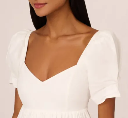 Adrianna Papell Day Dresses|Little White Dresses*Puff Short Sleeve Eyelet Dress With Empire Waist In