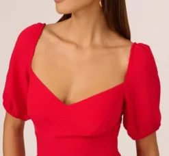 Adrianna Papell Wedding Guest Dresses|Day Dresses*Puff Sleeve Midi Dress With Flounce Hem In