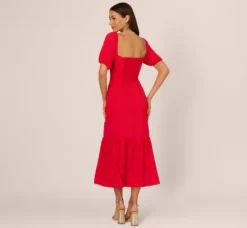 Adrianna Papell Wedding Guest Dresses|Day Dresses*Puff Sleeve Midi Dress With Flounce Hem In