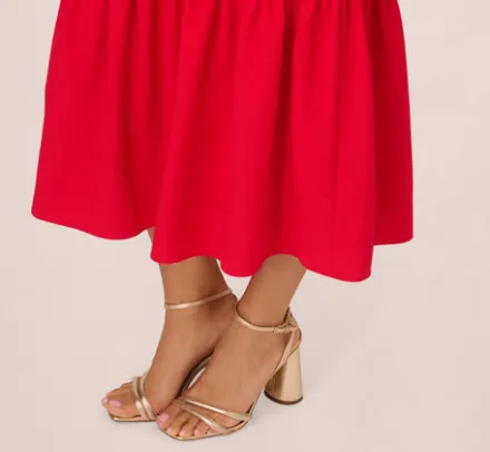 Adrianna Papell Wedding Guest Dresses|Day Dresses*Puff Sleeve Midi Dress With Flounce Hem In
