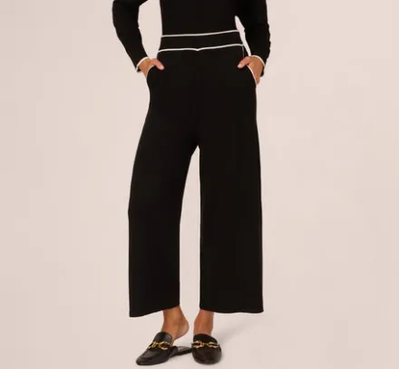Adrianna Papell Pants & Skirts|Co-Ord Sets*Pull On Sweater Pant With Contrast Tipping In Black Ivory