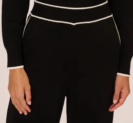 Adrianna Papell Pants & Skirts|Co-Ord Sets*Pull On Sweater Pant With Contrast Tipping In Black Ivory