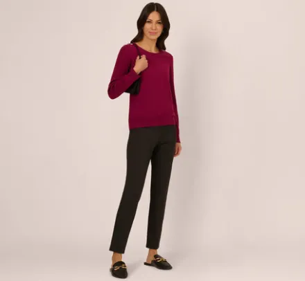 Adrianna Papell Tops & Blouses|Sweaters*Ribbed Detail Embellished Pullover Sweater In Wine Berry