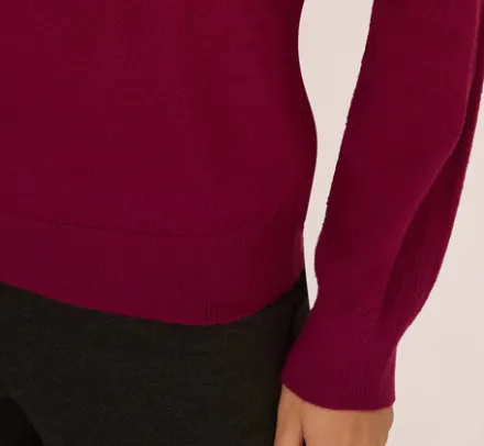 Adrianna Papell Tops & Blouses|Sweaters*Ribbed Detail Embellished Pullover Sweater In Wine Berry