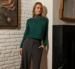 Adrianna Papell Tops & Blouses|Sweaters*Ribbed Detail Embellished Pullover Sweater In Deep Forest