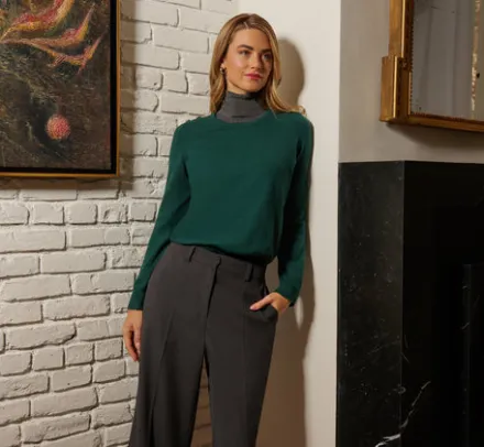 Adrianna Papell Tops & Blouses|Sweaters*Ribbed Detail Embellished Pullover Sweater In Deep Forest