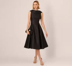 Adrianna Papell Wedding Guest Dresses|Petite-Friendly*Roll Neck Mikado Dress In