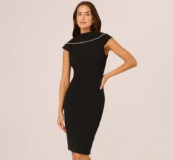 Adrianna Papell Wedding Guest Dresses|Day Dresses*Roll Neck Pearl Midi Dress In