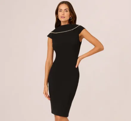 Adrianna Papell Wedding Guest Dresses|Day Dresses*Roll Neck Pearl Midi Dress In