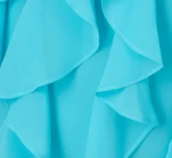 Adrianna Papell Wedding Guest Dresses*Ruffle Chiffon Halter Dress With Pockets In Azure Blue