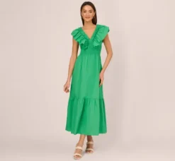Adrianna Papell Wedding Guest Dresses|Day Dresses*Ruffled Maxi Dress With Shirred Details In