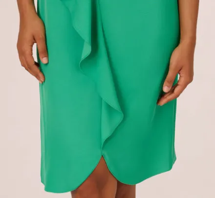 Adrianna Papell Wedding Guest Dresses|Day Dresses*Ruffle Popover Midi Dress With Chain Halter Neckline In Flora Green