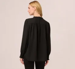 Adrianna Papell Tops & Blouses|Co-Ord Sets*Ruffle Tie Neck Top With Smocked Long Sleeves In