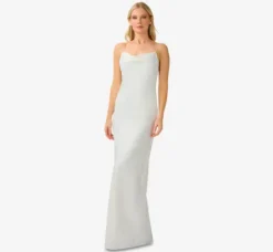 Adrianna Papell Formal Dresses*Satin Cowl Slip Gown In