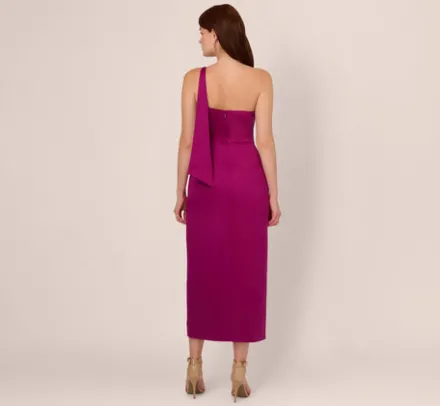 Adrianna Papell Wedding Guest Dresses|Formal Dresses*Satin Crepe One Shoulder Gown With Metal Ring Accent In Wild Magenta