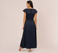 Adrianna Papell Jumpsuits|Day Dresses*Satin Crepe Ruffled Cropped Jumpsuit In Dark Navy