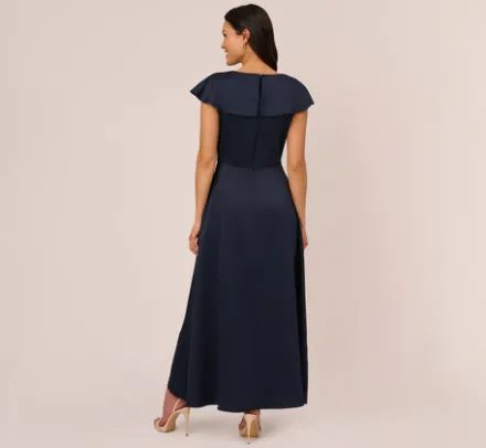 Adrianna Papell Jumpsuits|Day Dresses*Satin Crepe Ruffled Cropped Jumpsuit In Dark Navy