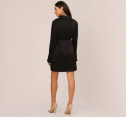 Adrianna Papell Wedding Guest Dresses|Day Dresses*Satin Faux Wrap Dress With Long Sleeves In