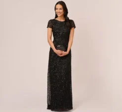 Adrianna Papell Wedding Guest Dresses|Formal Dresses*Scoop Back Sequin Gown In