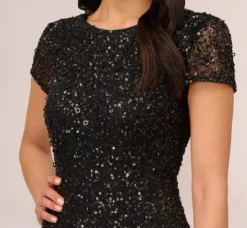Adrianna Papell Wedding Guest Dresses|Formal Dresses*Scoop Back Sequin Gown In