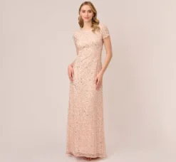 Adrianna Papell Wedding Guest Dresses|Formal Dresses*Scoop Back Sequin Gown In