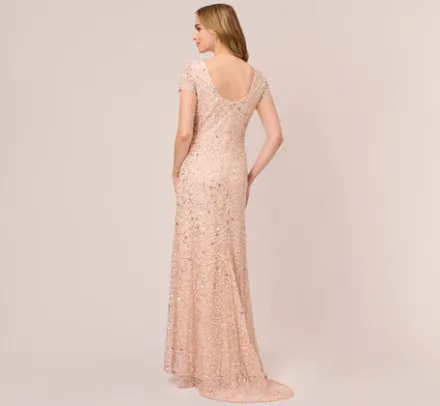 Adrianna Papell Wedding Guest Dresses|Formal Dresses*Scoop Back Sequin Gown In