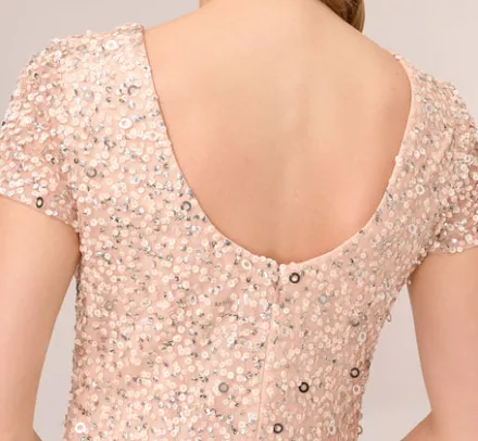 Adrianna Papell Wedding Guest Dresses|Formal Dresses*Scoop Back Sequin Gown In