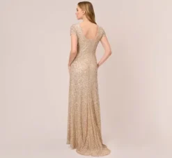 Adrianna Papell Wedding Guest Dresses|Formal Dresses*Scoop Back Sequin Gown In