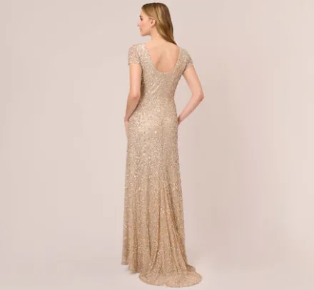 Adrianna Papell Wedding Guest Dresses|Formal Dresses*Scoop Back Sequin Gown In