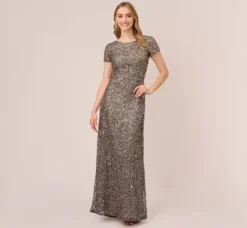 Adrianna Papell Wedding Guest Dresses|Formal Dresses*Scoop Back Sequin Gown In